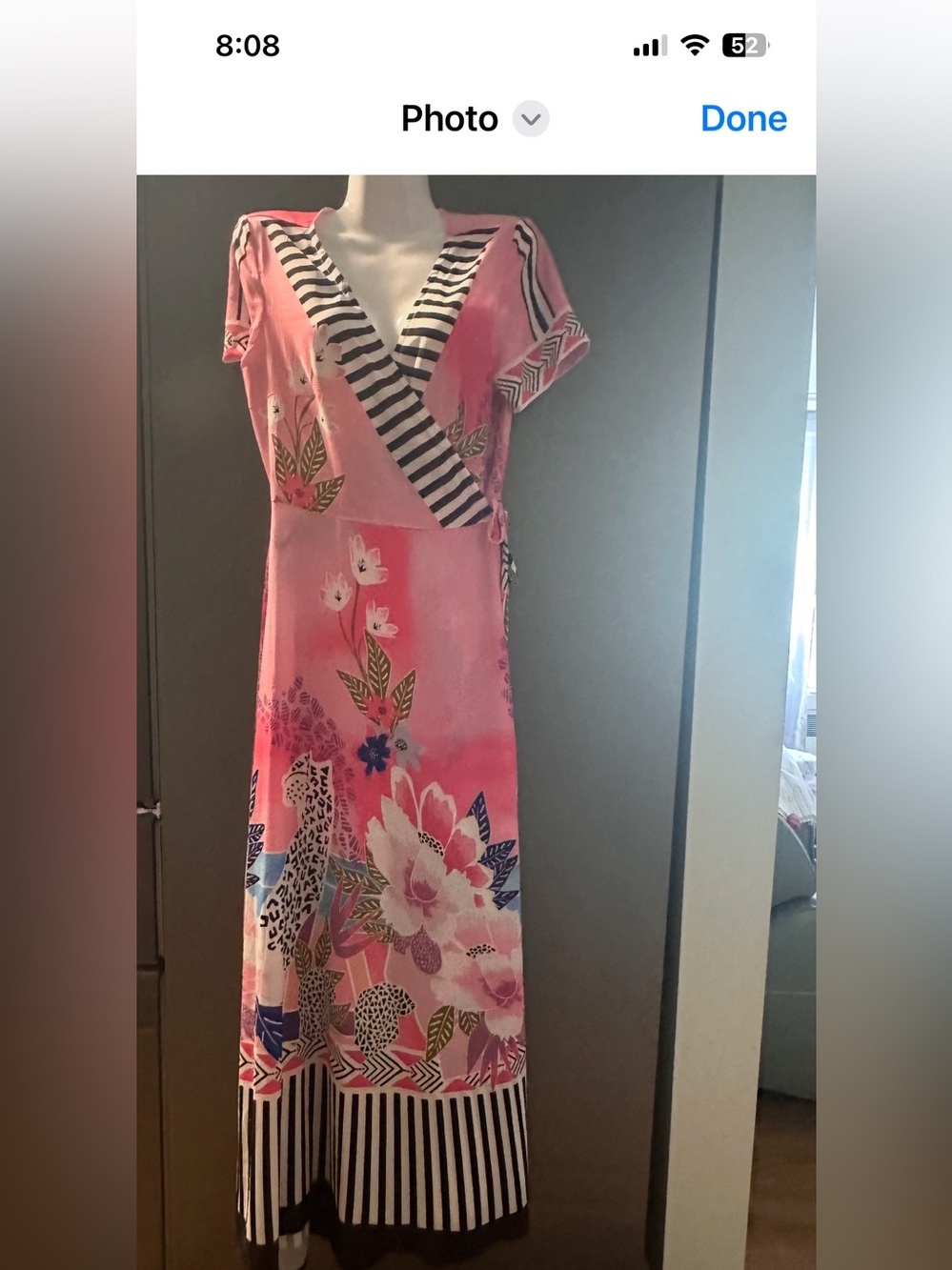 Pink Floral Wrap Maxi Dress